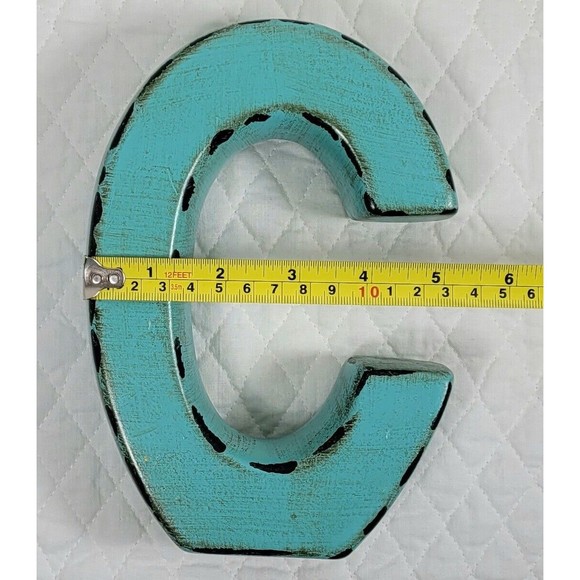 Apropos Home Collection Letter C Rustic Turquoise Desk Wall Home Office Décor - Picture 16 of 16